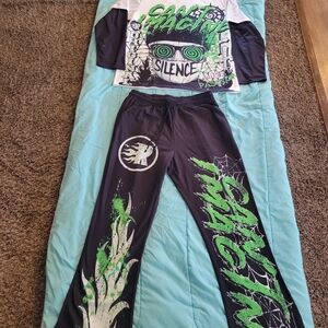Graphic Black and Green Joggers